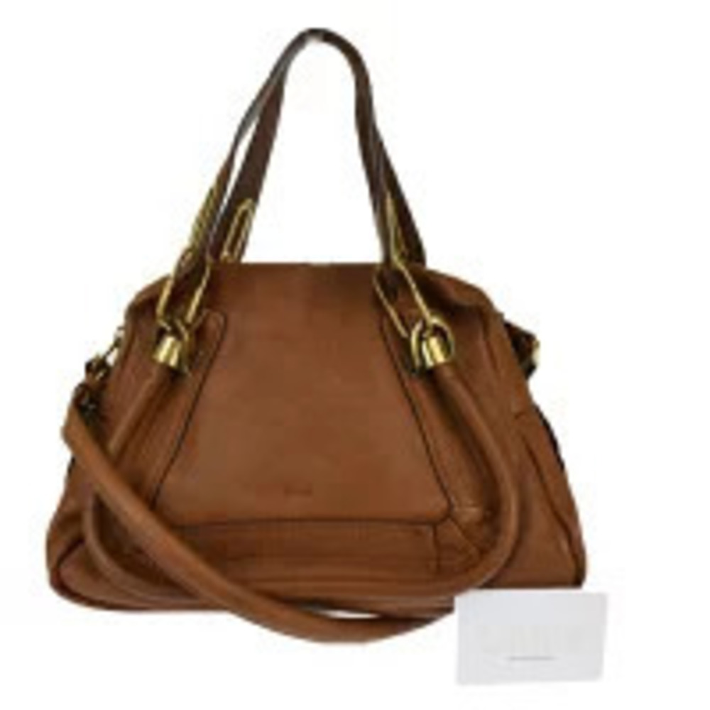 Chloe Paraty Handbag Shoulder Bag Brown Leather